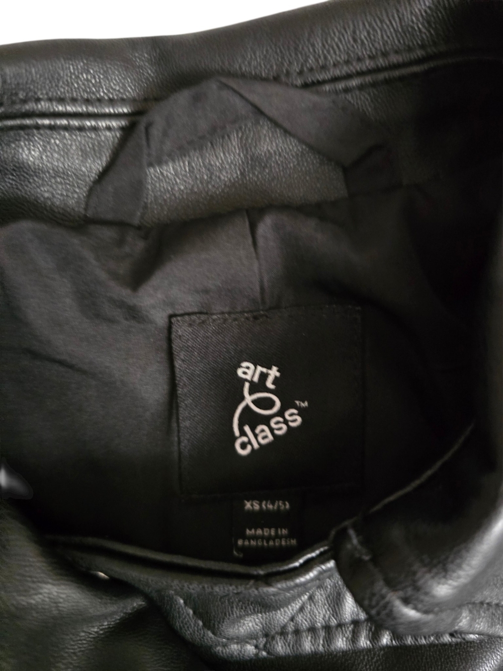 art class Black Faux Leather Moto Jacket for Kids - Picture 3 of 3